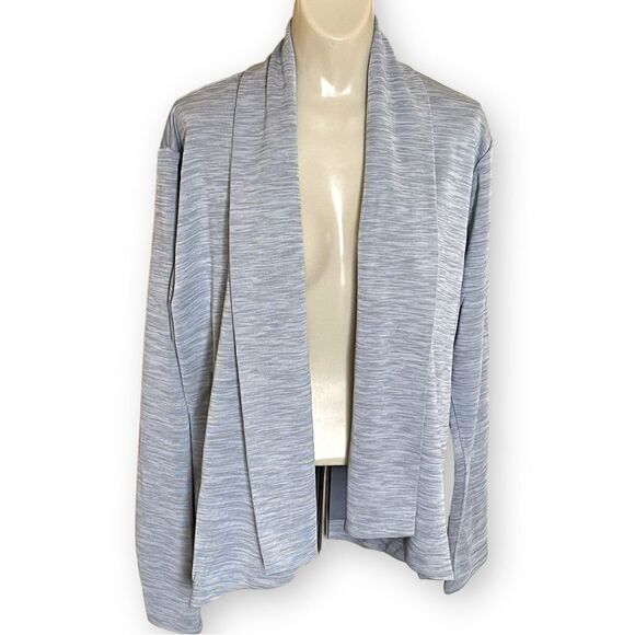 Pebble Beach Dry-Luxe Gray Space Dye Open Front Long Sleeve Golf Cardigan NWT - Picture 7 of 16